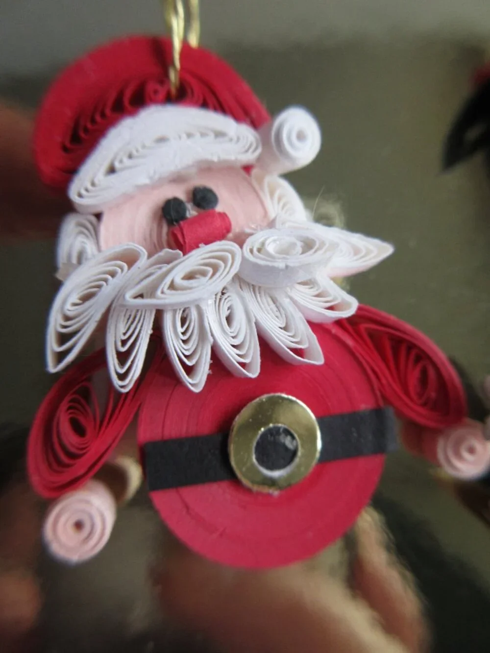 5 Paper Quilled Mini Christmas Ornaments Set in Gift Box Santa, Elf, Snowman
